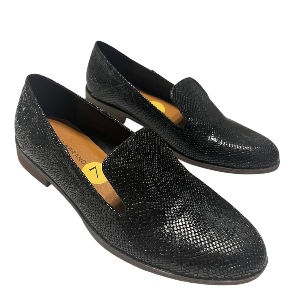 Lucky Brand Loafers Shoes Women’s 7M Black Snake Print Leather Slip On
